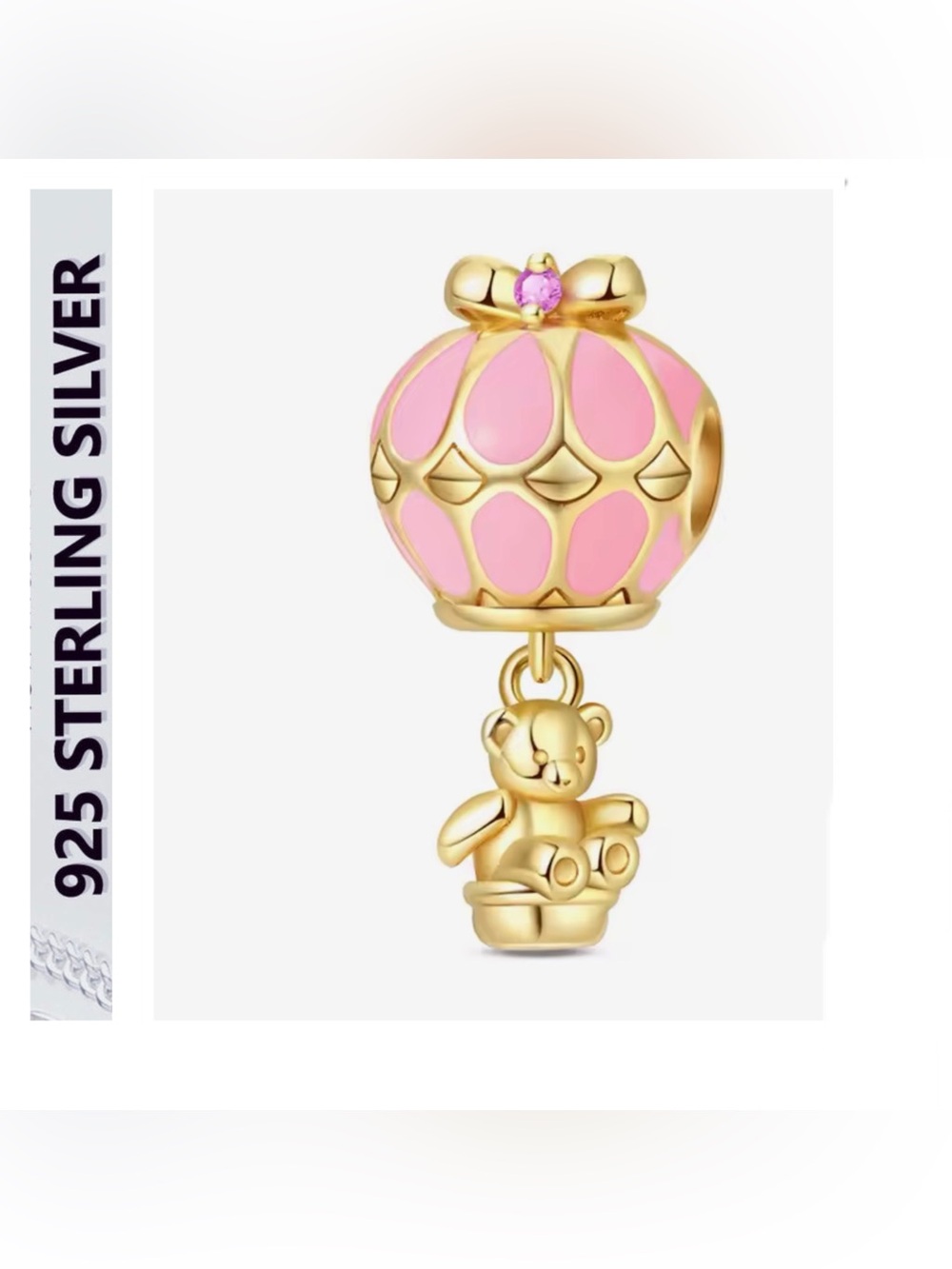 🌟🌟 14K Gold Plated Bear Hot Air Balloon Charm